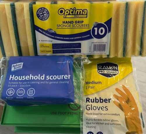 Unleash the Cleaning Powerhouse Bundle with Greenway Supplies in Farranfore! Are you tired of spending endless hours scrubbing away at stubborn stains, grease, and grime? We've got the ultimate solution for you with our Cleaning Powerhouse Bundle, featuring three top-notch products that will revolutionize your cleaning routine, brought to you by Greenway Supplies in Farranfore - the best for cleaning and catering supplies in Kerry. 1. Optima Proclean 10 Hand Grip Sponge: Say goodbye to the days of struggling with ineffective cleaning tools. The Optima Proclean Hand Grip Sponge is a game-changer. Designed for both dishes and surfaces, this versatile cleaning tool outperforms its online competitors in every way. With its abrasive pad, it swiftly tackles even the most stubborn dirt, saving you precious time and energy. Its dual-action design, featuring a green scourer for tough grime and a yellow sponge for spills and detergent application, ensures efficient cleaning. Plus, the ergonomic grip guarantees comfort while cleaning various kitchen items. Available in cost-effective packs of 10, this sponge is your secret weapon for maintaining a spotless home. 2. Ramon Proguard Colour Coded Rubber Gloves: Safety is paramount in any cleaning operation, and our Ramon Proguard Rubber Gloves have got you covered. In a vibrant yellow color and medium size, they offer a protective barrier against chemicals, preventing skin irritation and burns. These gloves are also your defense against biological contamination, ensuring your well-being while you work. With a comfortable cotton flock lining that absorbs sweat and enhances wear time, you'll experience superior dexterity and comfort. The fish scale grip pattern provides a secure hold, even in wet conditions. Affordable and effective, these gloves are essential for worker safety and morale. 3. Standard Grade Scouring Pads: Introducing the Standard Grade Scouring Pads, your answer to removing stubborn, burnt-on food residue effortlessly. Manufactured by the world-renowned hygiene specialist Robert Scott, these 10x15CM scouring pads come in packs of 10. Their vibrant green color not only looks great but also signifies their superior cleaning power. Whether you're dealing with kitchen pans or countertops, these scouring pads make tough stains and grime disappear, leaving your surfaces spotless. No more endless scrubbing; let these trusted scouring pads simplify your cleaning tasks. With Robert Scott's expertise behind them, you can trust their quality and effectiveness. Don't miss out on this incredible bundle offer that will transform your cleaning routine. Get the Cleaning Powerhouse Bundle today from Greenway Supplies in Farranfore and experience the difference in cleanliness and efficiency. Say hello to a sparkling clean home with less effort and more satisfaction!